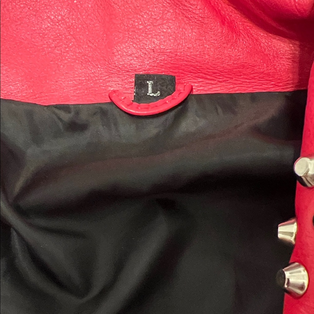 Red Studded Leather Jacket - Picture 5 of 6
